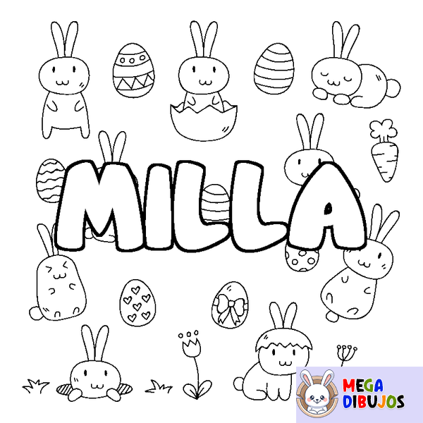 Coloraci&oacute;n del nombre MILLA - decorado Pascua