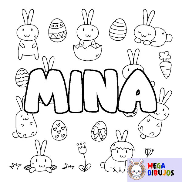 Coloraci&oacute;n del nombre MINA - decorado Pascua
