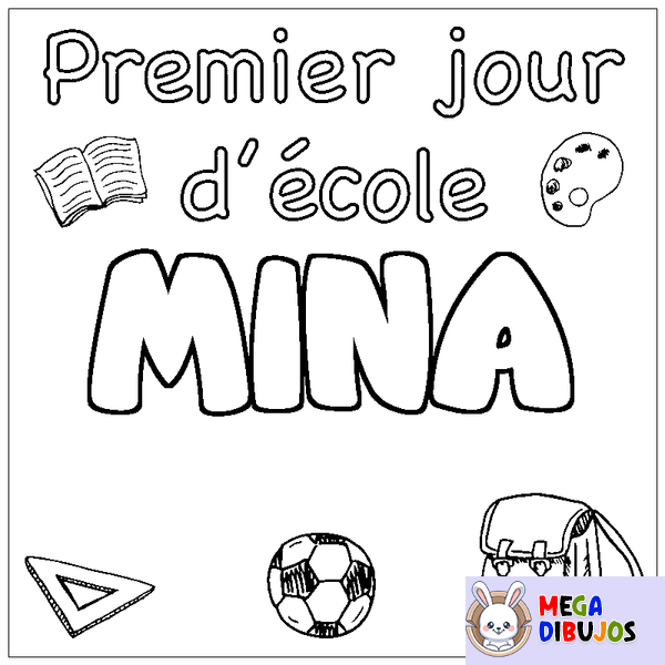 Coloraci&oacute;n del nombre MINA - decorado primer d&iacute;a de escuela