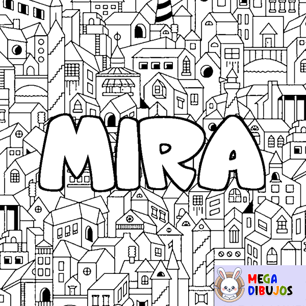 Coloraci&oacute;n del nombre MIRA - decorado ciudad