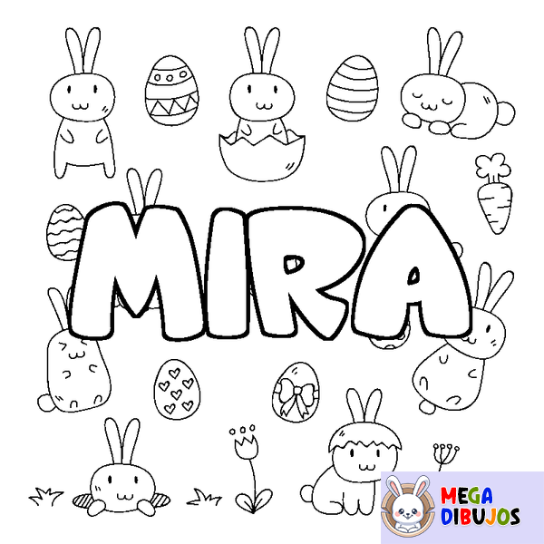 Coloraci&oacute;n del nombre MIRA - decorado Pascua