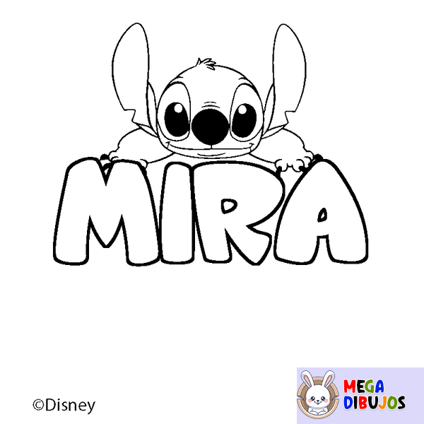Coloraci&oacute;n del nombre MIRA - decorado Stitch