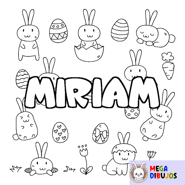 Coloraci&oacute;n del nombre MIRIAM - decorado Pascua