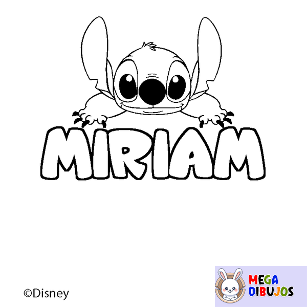 Coloraci&oacute;n del nombre MIRIAM - decorado Stitch