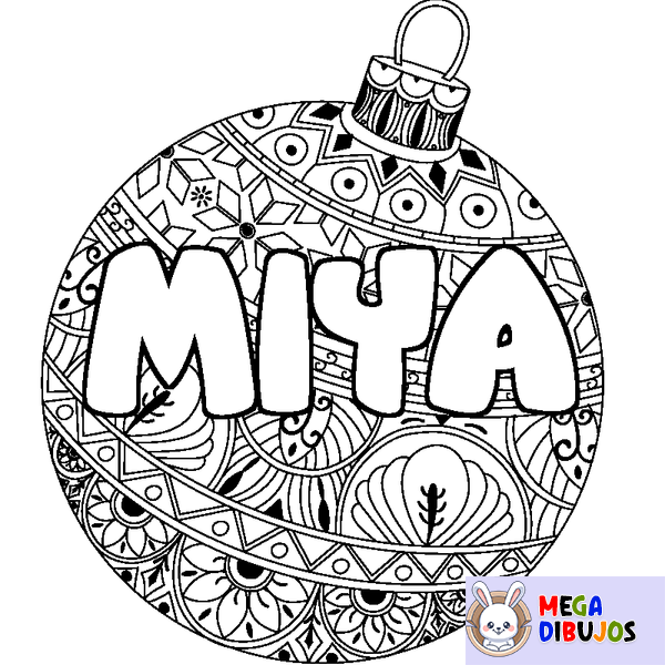 Coloraci&oacute;n del nombre MIYA - decorado bola de Navidad
