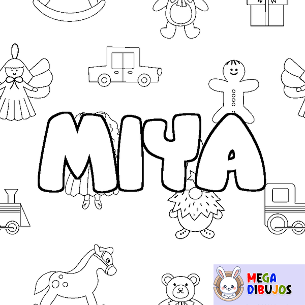 Coloraci&oacute;n del nombre MIYA - decorado juguetes