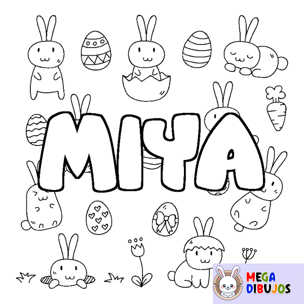 Coloraci&oacute;n del nombre MIYA - decorado Pascua