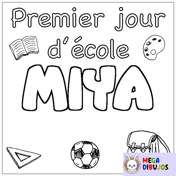 Coloraci&oacute;n del nombre MIYA - decorado primer d&iacute;a de escuela