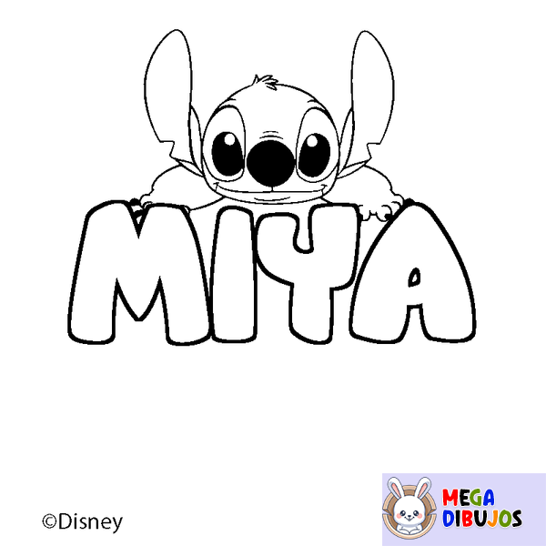 Coloraci&oacute;n del nombre MIYA - decorado Stitch