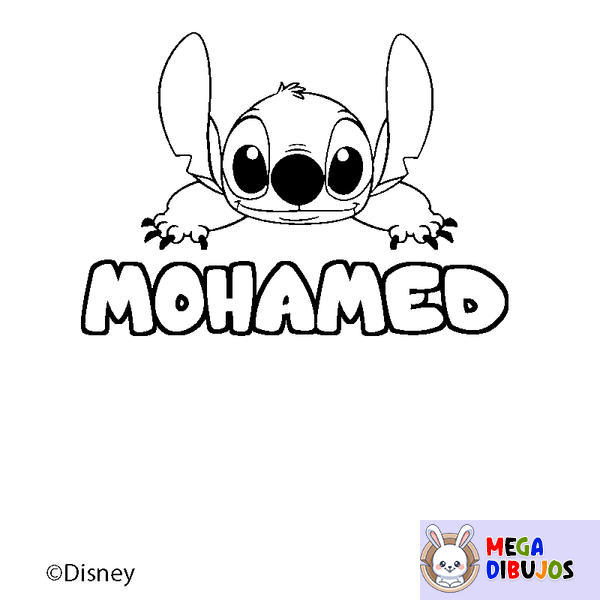 Coloraci&oacute;n del nombre MOHAMED - decorado Stitch