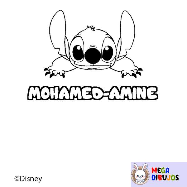 Coloraci&oacute;n del nombre MOHAMED-AMINE - decorado Stitch