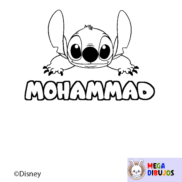 Coloraci&oacute;n del nombre MOHAMMAD - decorado Stitch