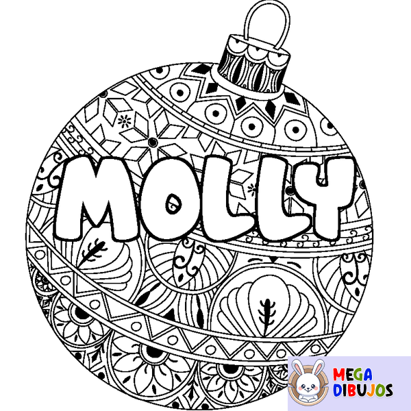 Coloraci&oacute;n del nombre MOLLY - decorado bola de Navidad