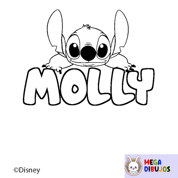 Coloraci&oacute;n del nombre MOLLY - decorado Stitch