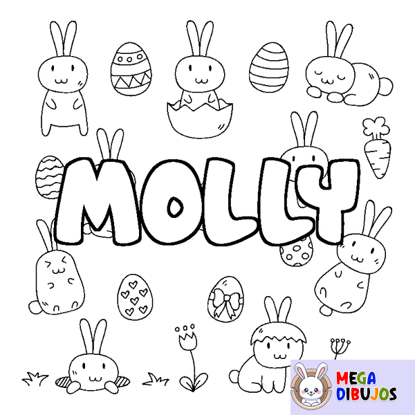 Coloraci&oacute;n del nombre MOLLY - decorado Pascua