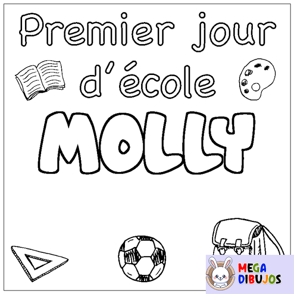 Coloraci&oacute;n del nombre MOLLY - decorado primer d&iacute;a de escuela
