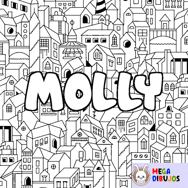 Coloraci&oacute;n del nombre MOLLY - decorado ciudad