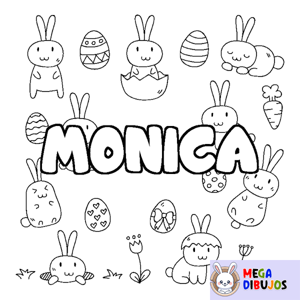 Coloraci&oacute;n del nombre MONICA - decorado Pascua