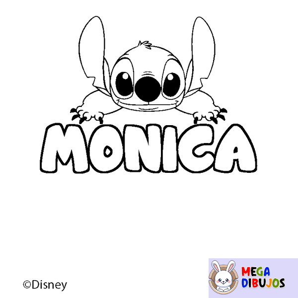 Coloraci&oacute;n del nombre MONICA - decorado Stitch