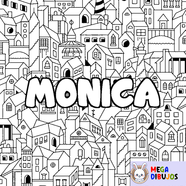 Coloraci&oacute;n del nombre MONICA - decorado ciudad