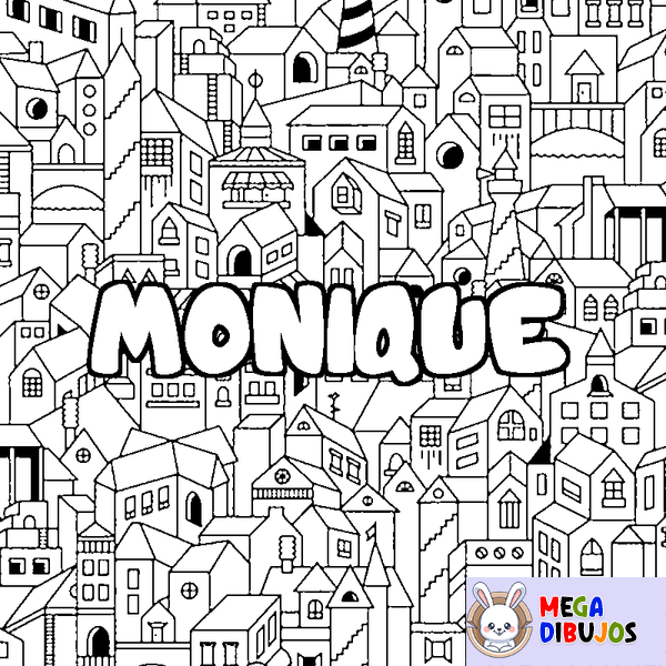 Coloraci&oacute;n del nombre MONIQUE - decorado ciudad