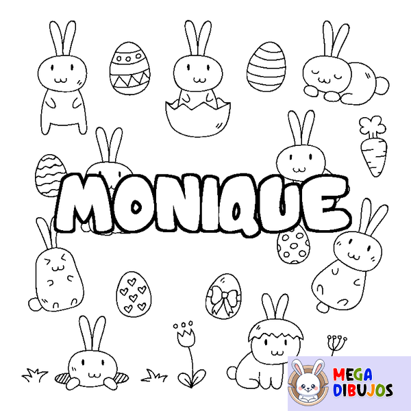 Coloraci&oacute;n del nombre MONIQUE - decorado Pascua