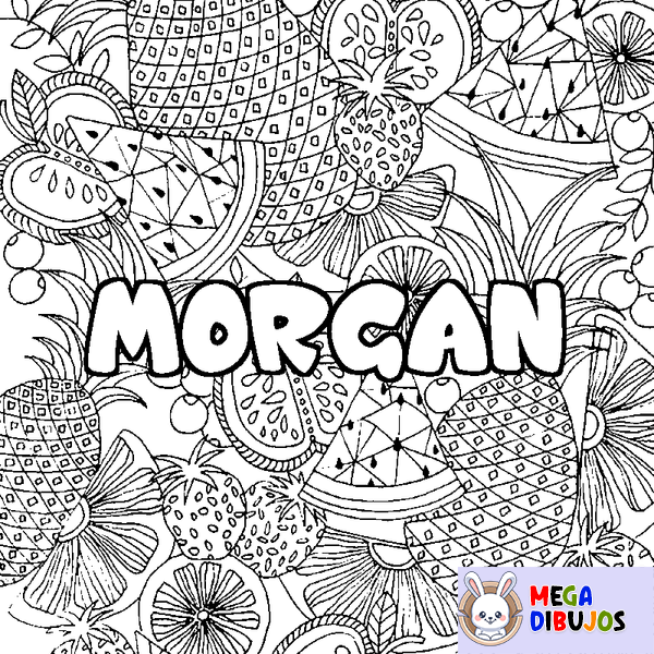 Coloraci&oacute;n del nombre MORGAN - decorado mandala de frutas
