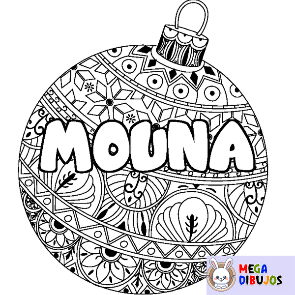 Coloraci&oacute;n del nombre MOUNA - decorado bola de Navidad