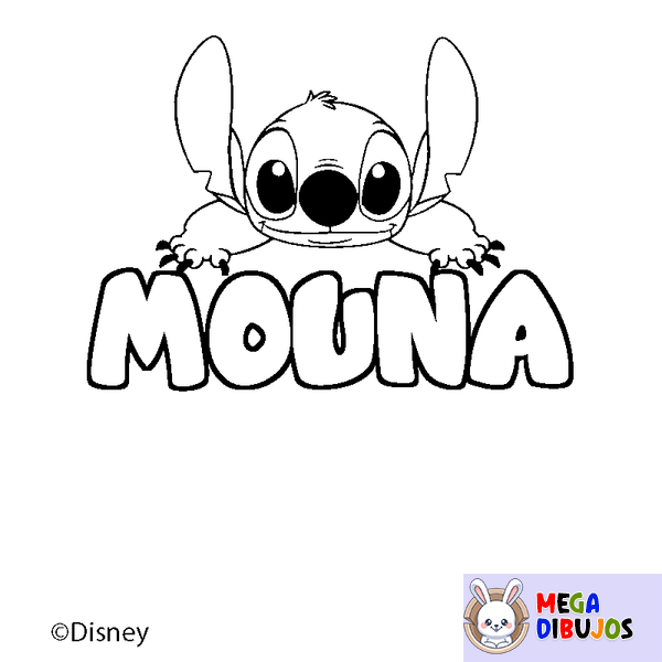 Coloraci&oacute;n del nombre MOUNA - decorado Stitch
