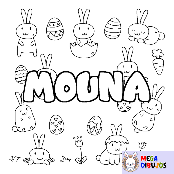 Coloraci&oacute;n del nombre MOUNA - decorado Pascua