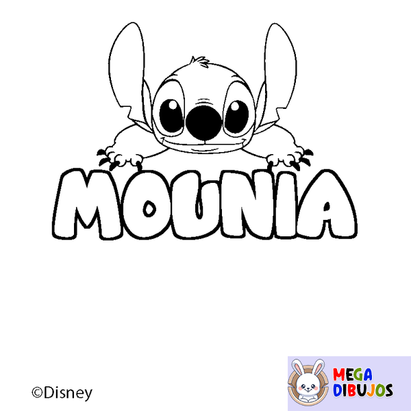 Coloraci&oacute;n del nombre MOUNIA - decorado Stitch