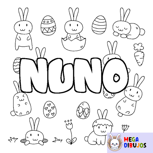 Coloraci&oacute;n del nombre NUNO - decorado Pascua