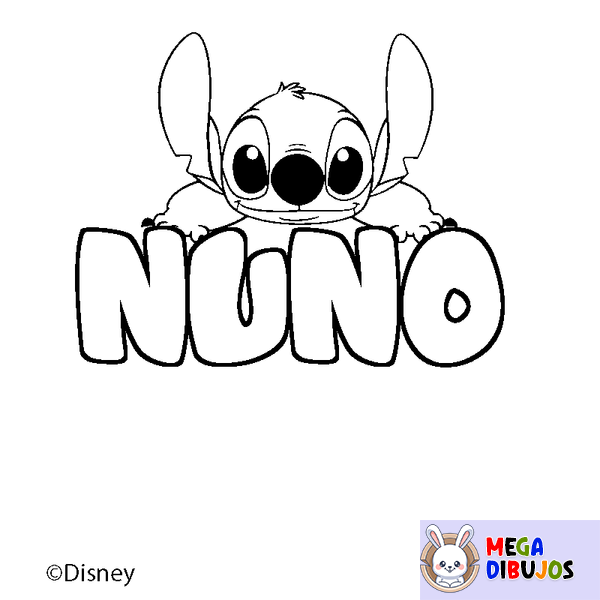 Coloraci&oacute;n del nombre NUNO - decorado Stitch