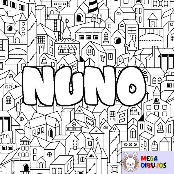Coloraci&oacute;n del nombre NUNO - decorado ciudad