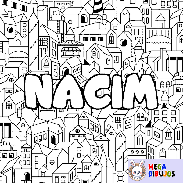 Coloraci&oacute;n del nombre NACIM - decorado ciudad