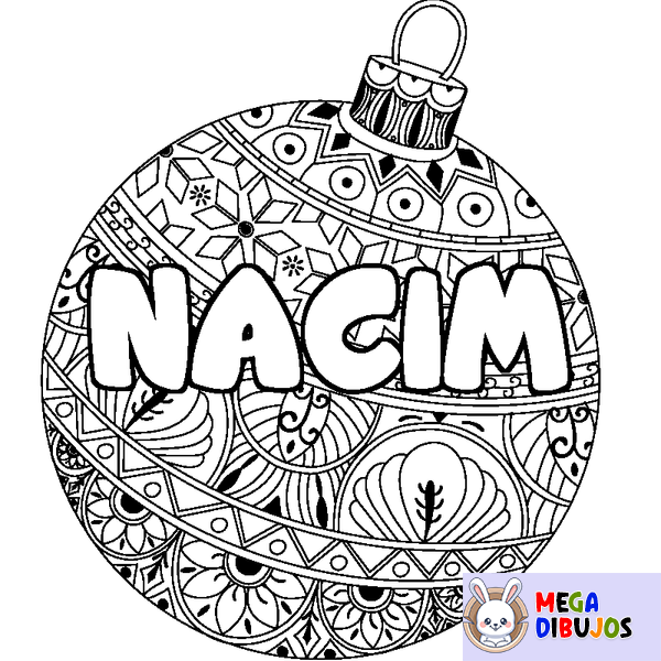 Coloraci&oacute;n del nombre NACIM - decorado bola de Navidad