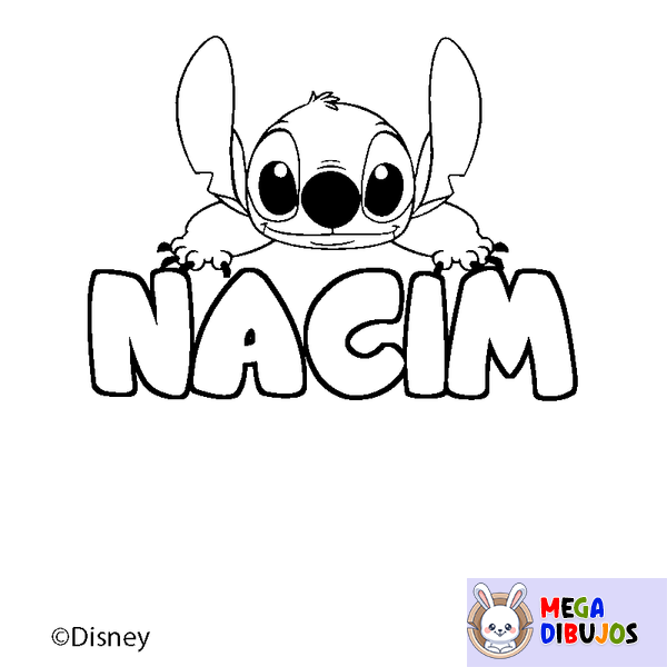 Coloraci&oacute;n del nombre NACIM - decorado Stitch