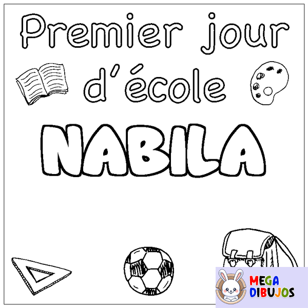Coloraci&oacute;n del nombre NABILA - decorado primer d&iacute;a de escuela