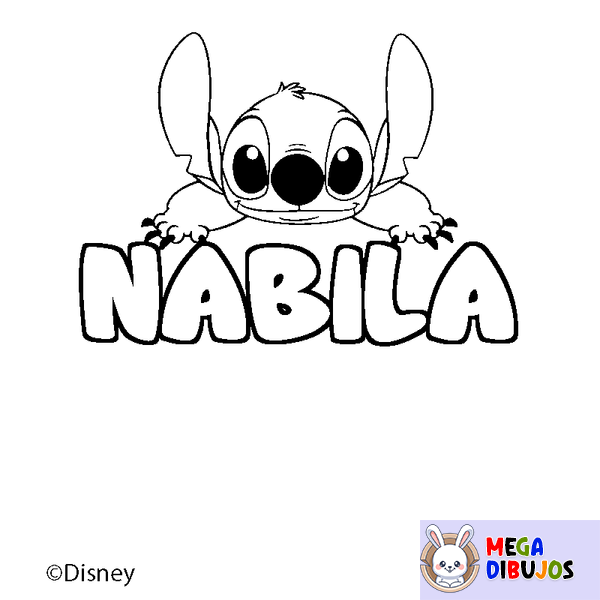 Coloraci&oacute;n del nombre NABILA - decorado Stitch