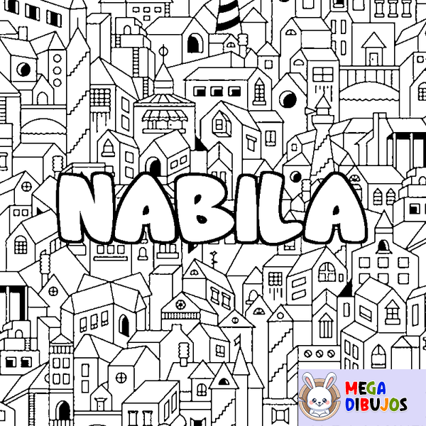 Coloraci&oacute;n del nombre NABILA - decorado ciudad
