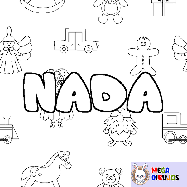 Coloraci&oacute;n del nombre NADA - decorado juguetes