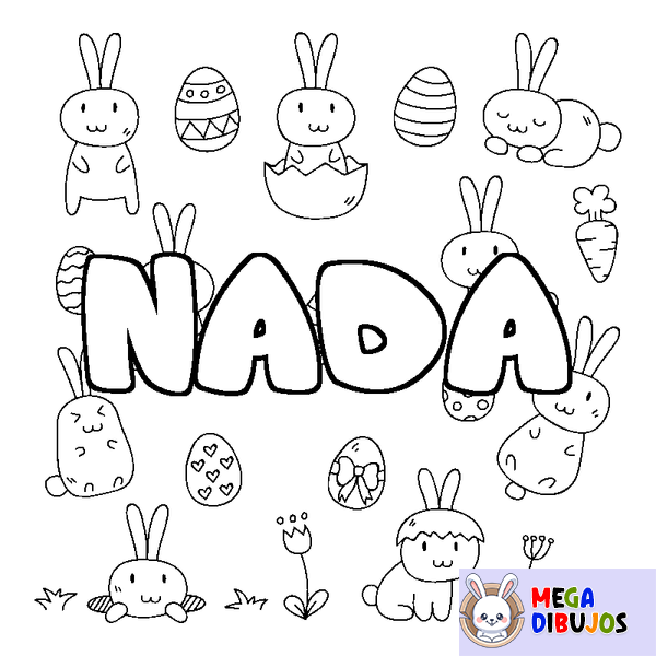 Coloraci&oacute;n del nombre NADA - decorado Pascua