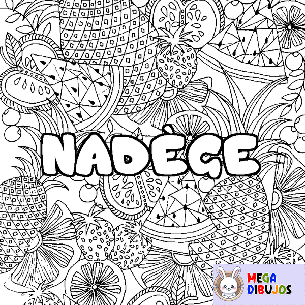 Coloraci&oacute;n del nombre NAD&Egrave;GE - decorado mandala de frutas