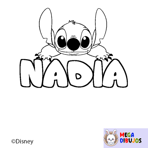 Coloraci&oacute;n del nombre NADIA - decorado Stitch