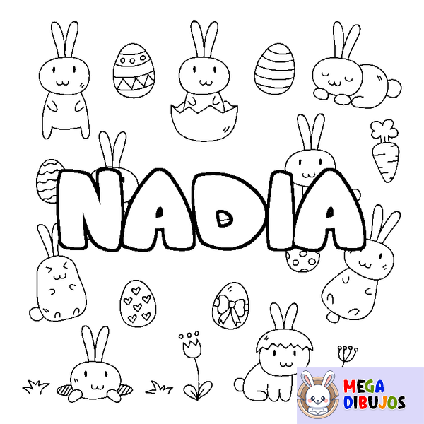 Coloraci&oacute;n del nombre NADIA - decorado Pascua