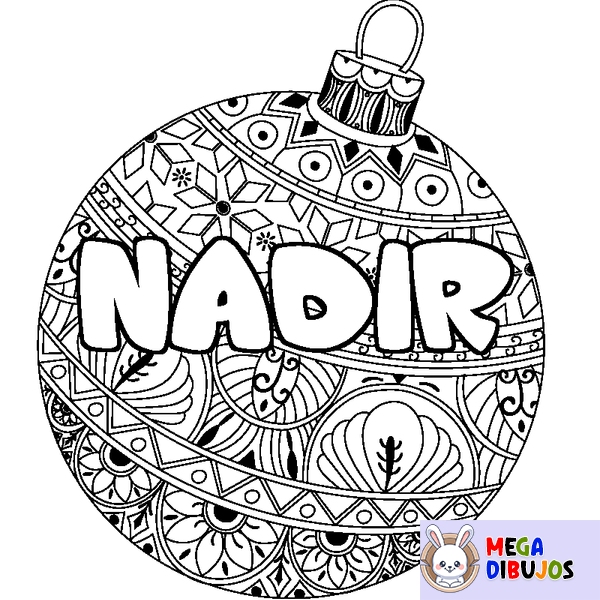 Coloraci&oacute;n del nombre NADIR - decorado bola de Navidad