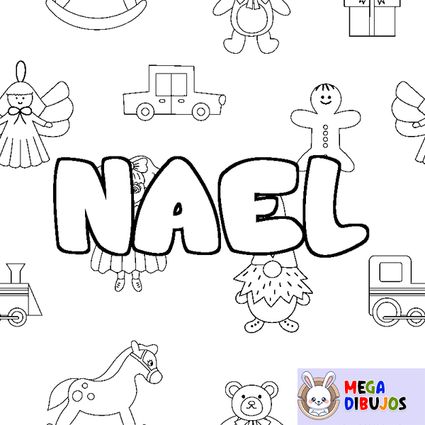 Coloraci&oacute;n del nombre NAEL - decorado juguetes