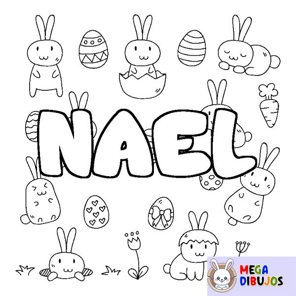 Coloraci&oacute;n del nombre NAEL - decorado Pascua