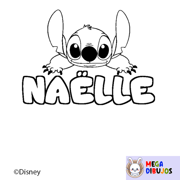 Coloraci&oacute;n del nombre NA&Euml;LLE - decorado Stitch