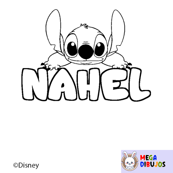 Coloraci&oacute;n del nombre NAHEL - decorado Stitch